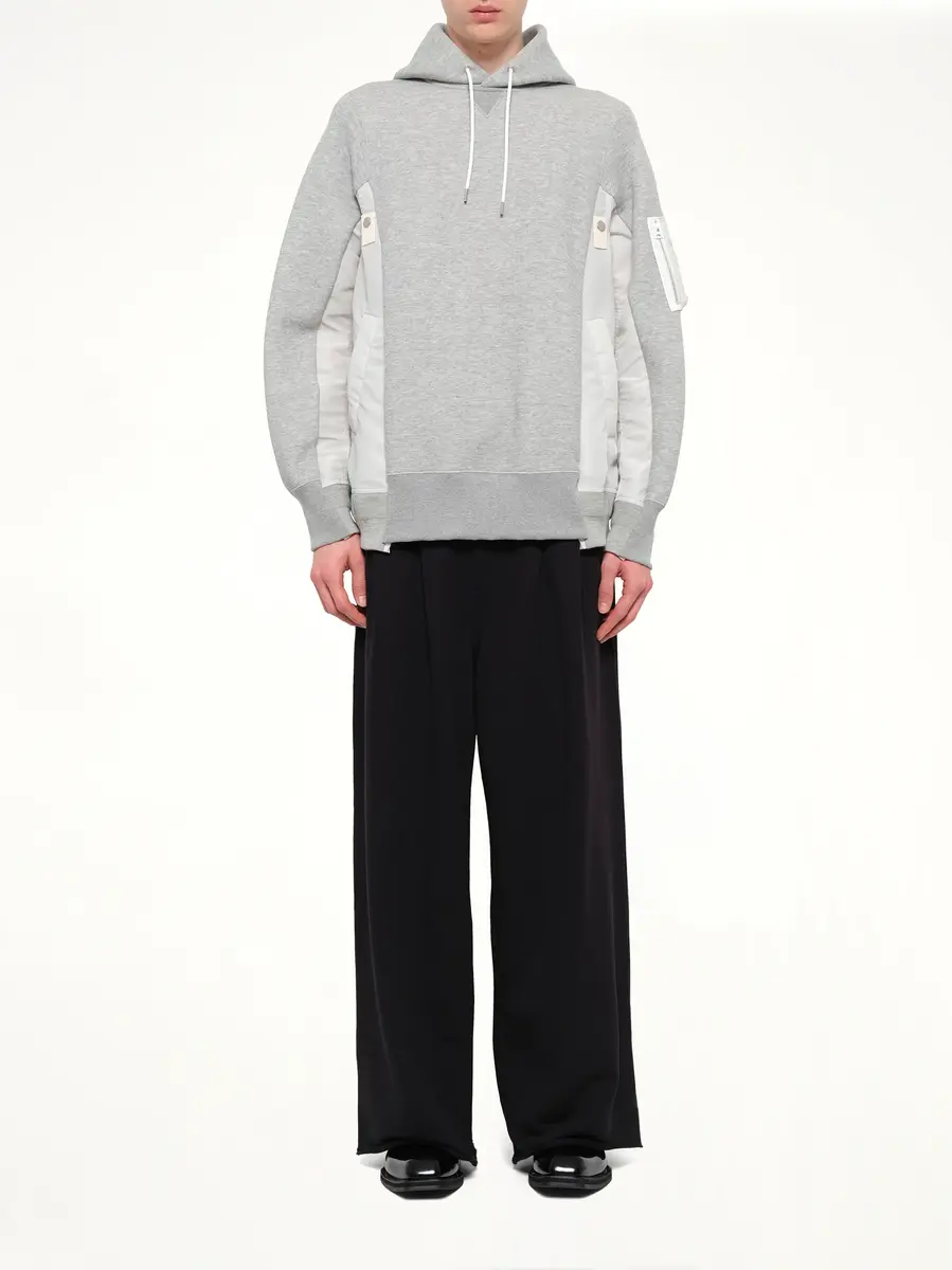 Sacai Sponge Sweat x Nylon Twill Hoodie in Light Gray | Thumbnail 7 Sacai Sponge Sweat x Nylon Twill Hoodie in Light Gray | Thumbnail 7