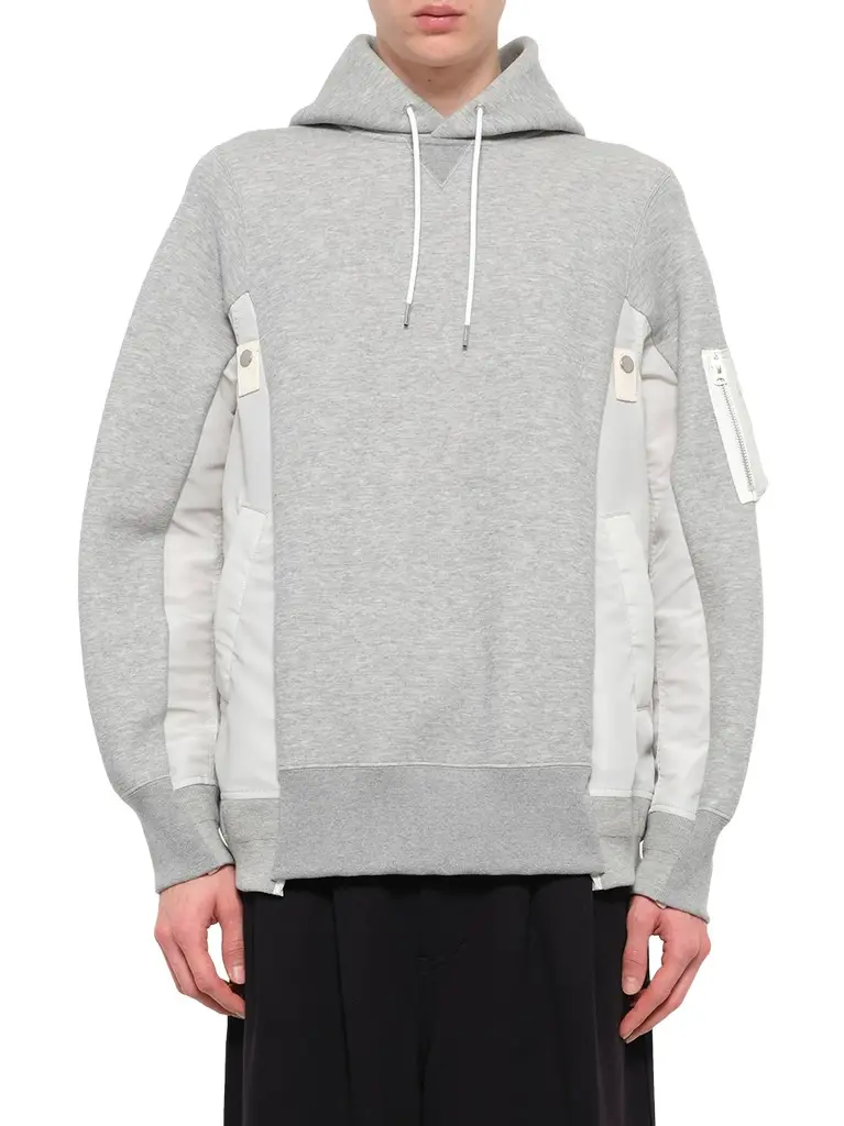Sponge Sweat x Nylon Twill Hoodie in Light Gray Sponge Sweat x Nylon Twill Hoodie in Light Gray