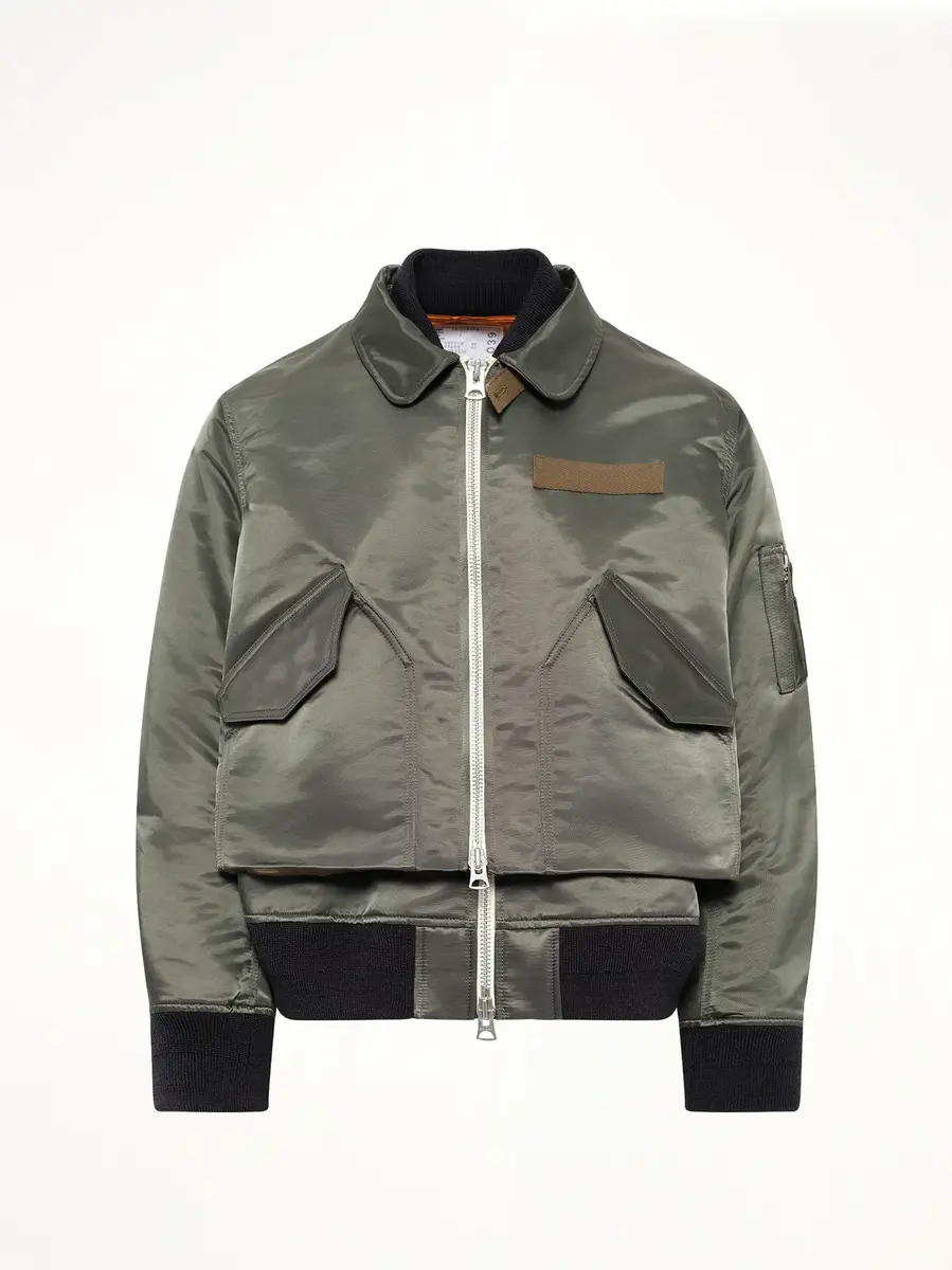 Sacai Cotton Nylon Twill Blouson in Dark Khaki | Thumbnail 2 Sacai Cotton Nylon Twill Blouson in Dark Khaki | Thumbnail 2
