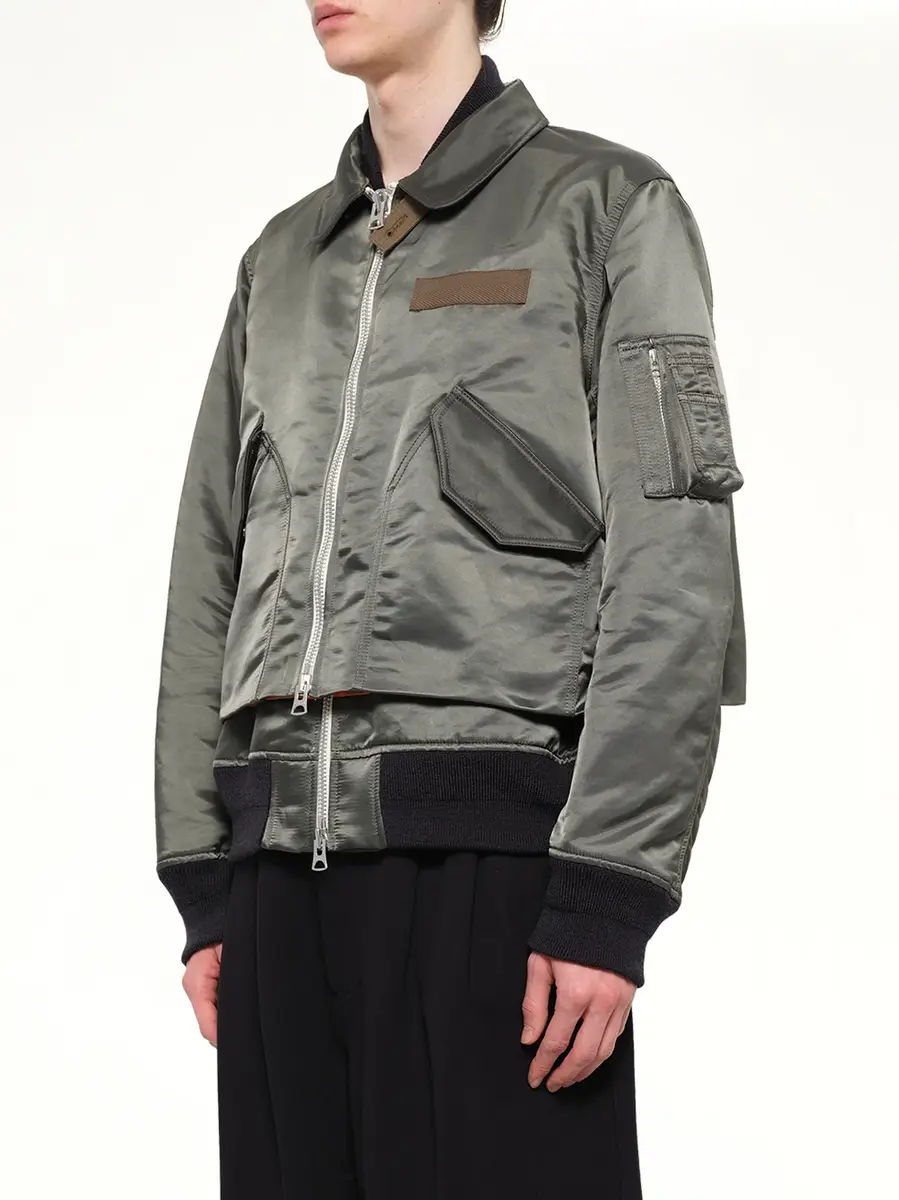Sacai Cotton Nylon Twill Blouson in Dark Khaki | Thumbnail 3 Sacai Cotton Nylon Twill Blouson in Dark Khaki | Thumbnail 3