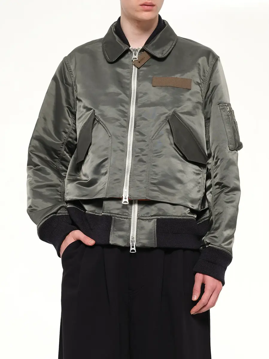 Sacai Cotton Nylon Twill Blouson in Dark Khaki | Thumbnail 6 Sacai Cotton Nylon Twill Blouson in Dark Khaki | Thumbnail 6