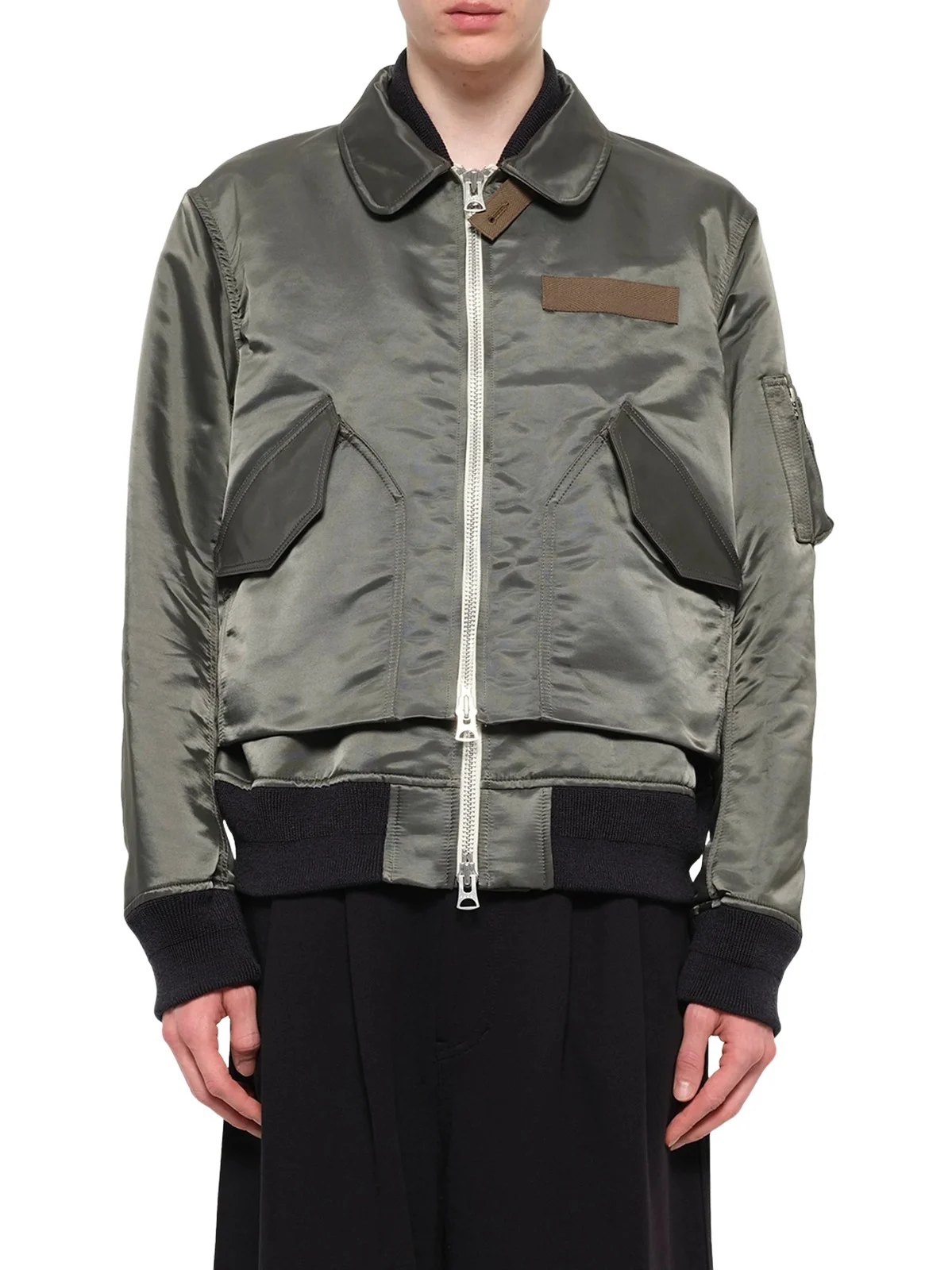 Cotton Nylon Twill Blouson in Dark Khaki Cotton Nylon Twill Blouson in Dark Khaki