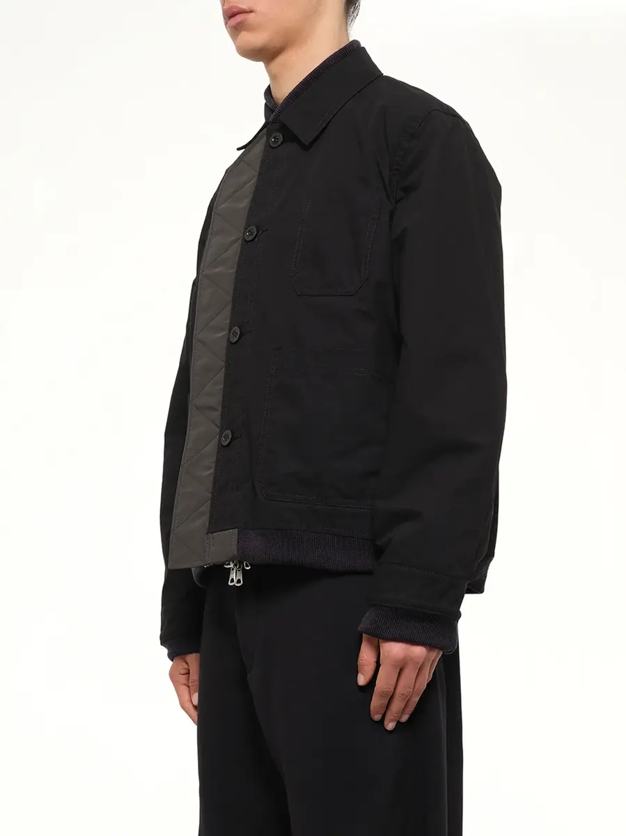 Sacai Nylon Twill x Rip Stop Reversible Blouson in Black/dark Khaki | Thumbnail 3