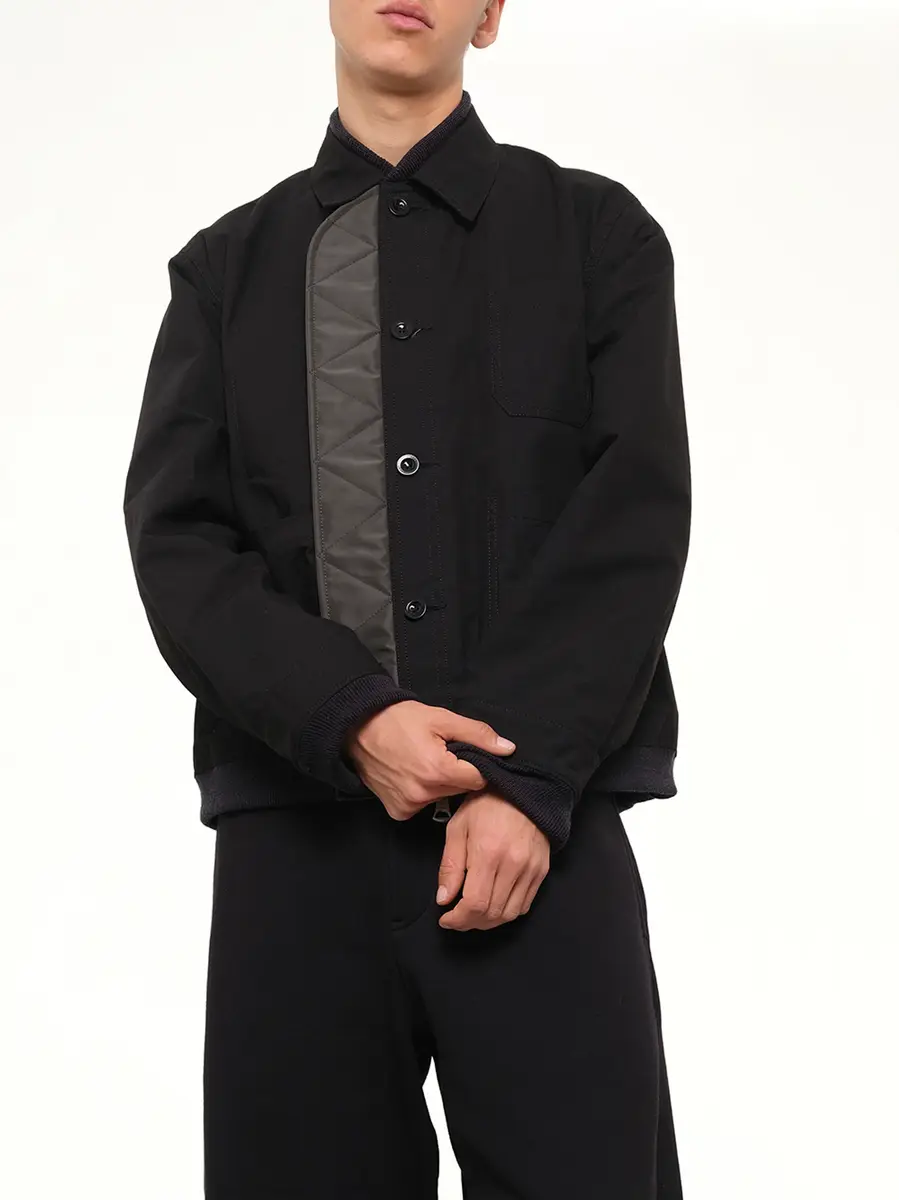 Sacai Nylon Twill x Rip Stop Reversible Blouson in Black/dark Khaki | Thumbnail 6