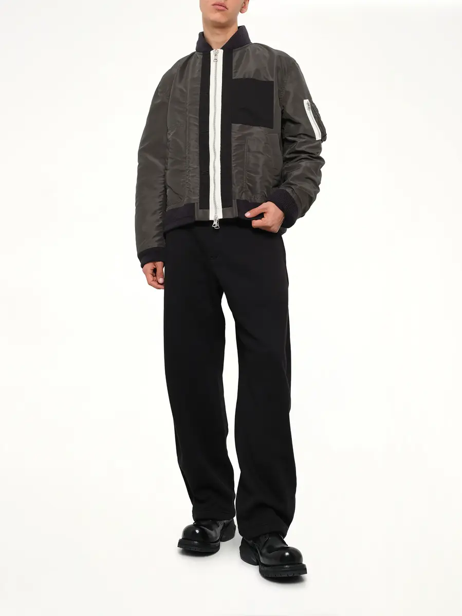 Sacai Nylon Twill x Rip Stop Reversible Blouson in Black/dark Khaki | Thumbnail 10
