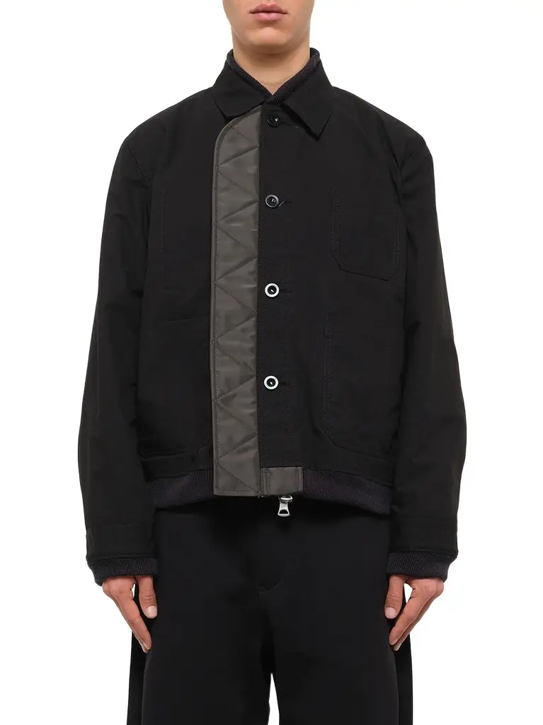 Nylon Twill x Rip Stop Reversible Blouson in Black/dark Khaki Nylon Twill x Rip Stop Reversible Blouson in Black/dark Khaki