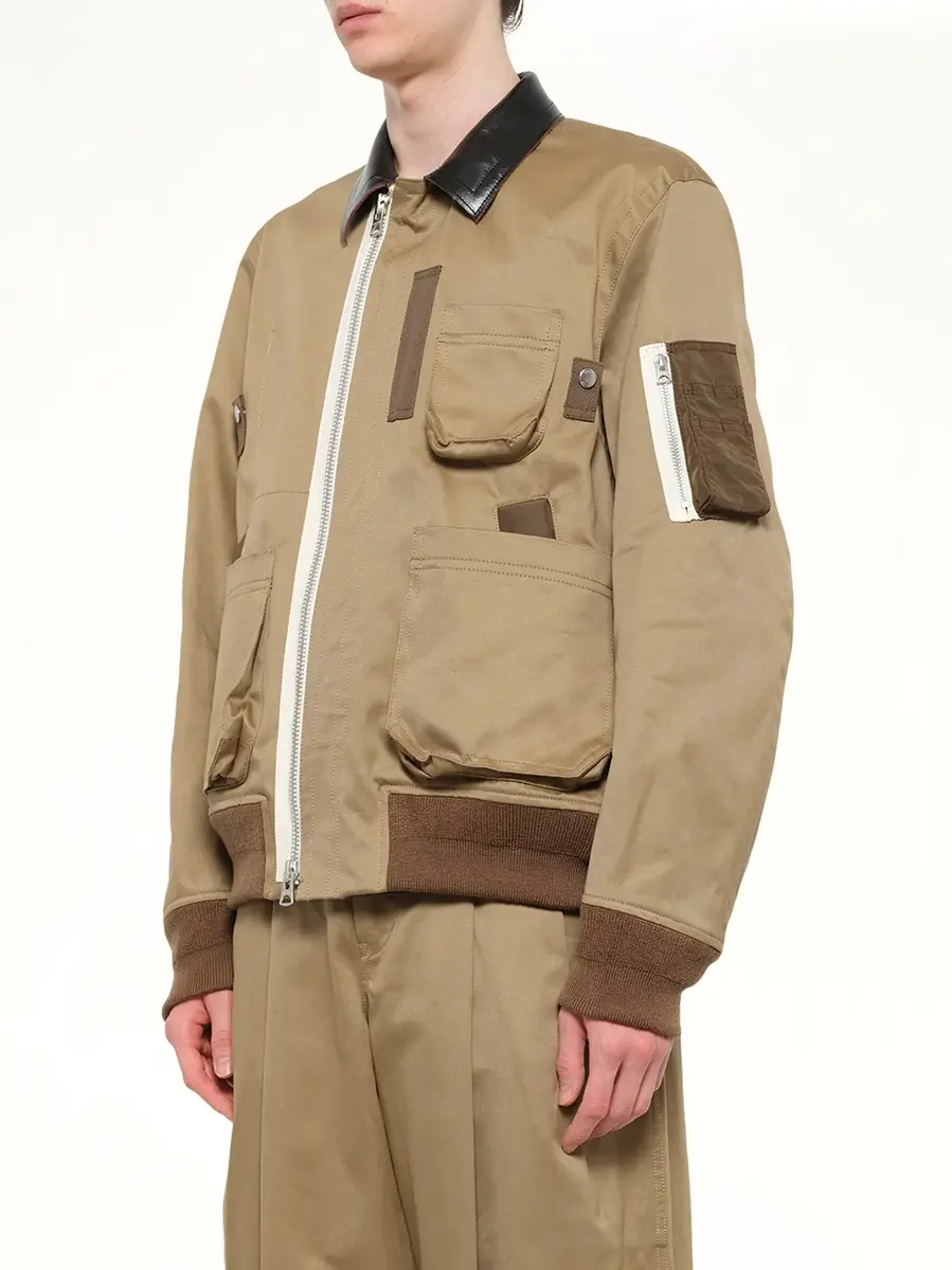 Sacai Cotton Chino Blouson in Dark Beige | Thumbnail 3 Sacai Cotton Chino Blouson in Dark Beige | Thumbnail 3