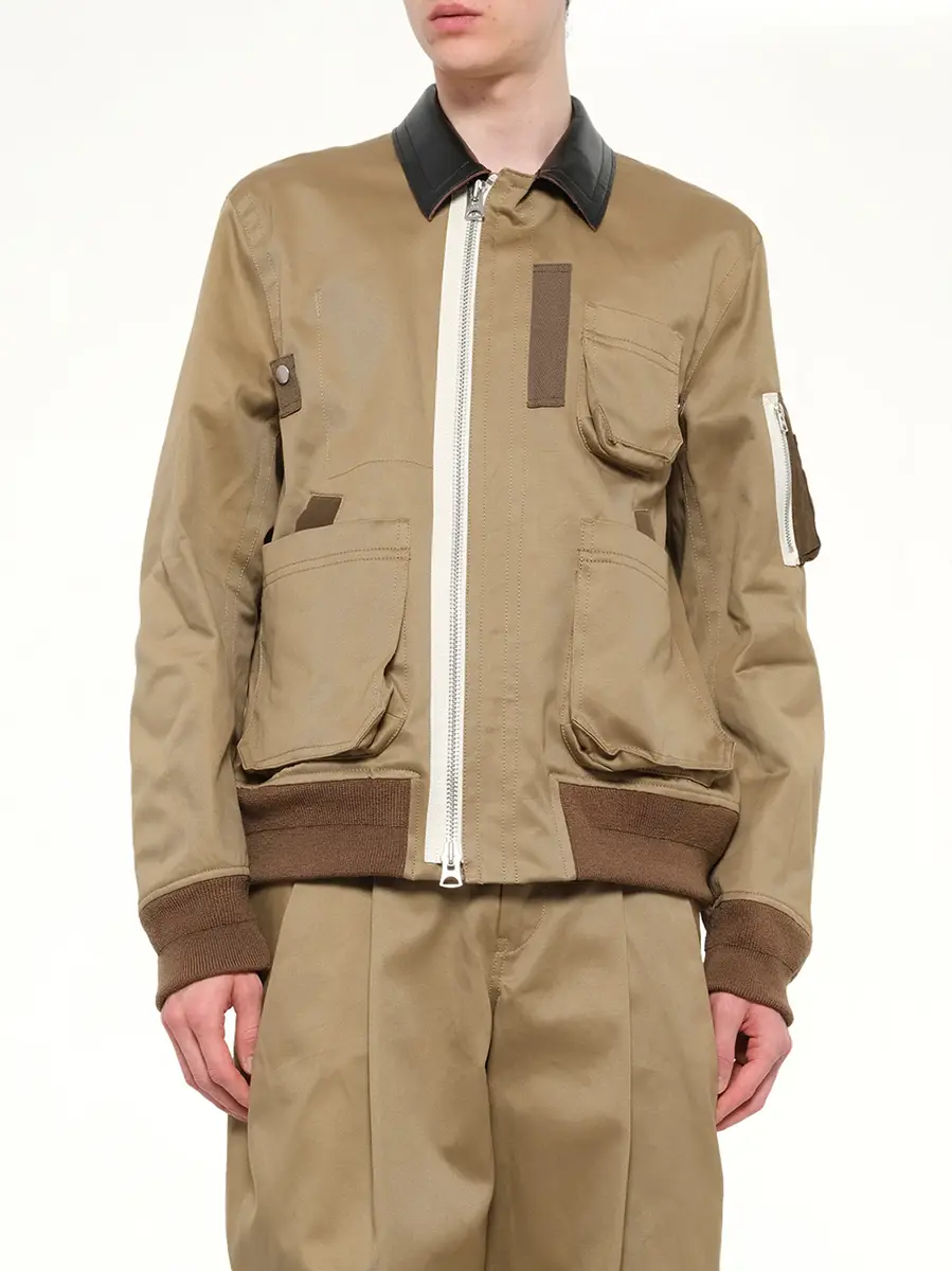 Sacai Cotton Chino Blouson in Dark Beige | Thumbnail 6 Sacai Cotton Chino Blouson in Dark Beige | Thumbnail 6