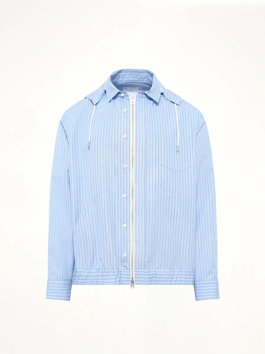 Sacai Poplin Hoodie in Light Blue Stripe | Thumbnail 2 Sacai Poplin Hoodie in Light Blue Stripe | Thumbnail 2
