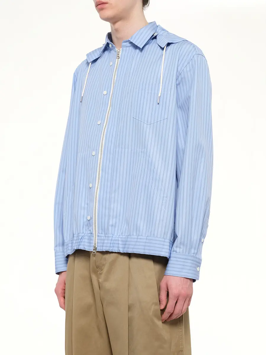 Sacai Poplin Hoodie in Light Blue Stripe | Thumbnail 3 Sacai Poplin Hoodie in Light Blue Stripe | Thumbnail 3