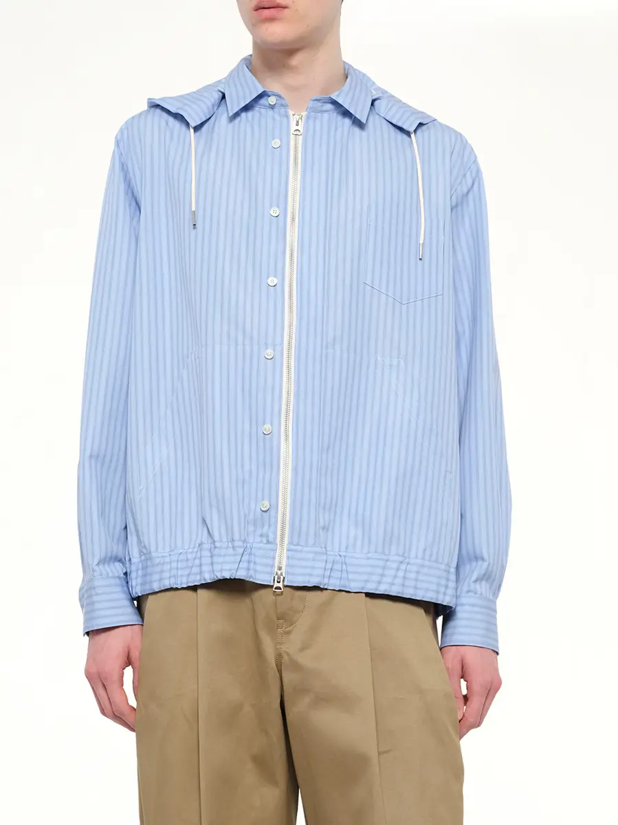 Sacai Poplin Hoodie in Light Blue Stripe | Thumbnail 6 Sacai Poplin Hoodie in Light Blue Stripe | Thumbnail 6