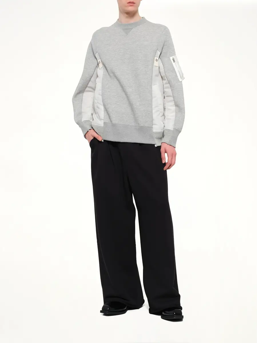 Sacai Sponge Sweat x Nylon Twill Sweatshirt in Light Gray | Thumbnail 4 Sacai Sponge Sweat x Nylon Twill Sweatshirt in Light Gray | Thumbnail 4