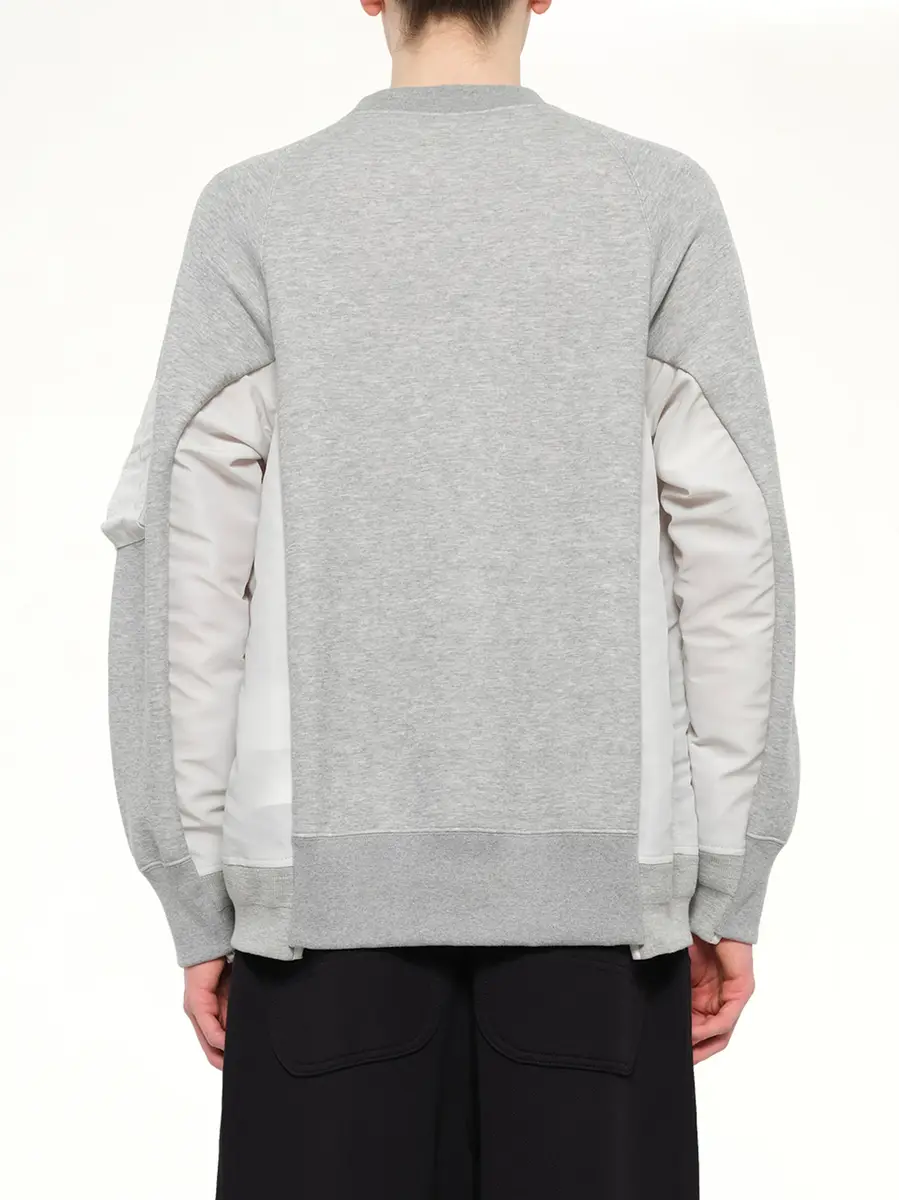 Sacai Sponge Sweat x Nylon Twill Sweatshirt in Light Gray | Thumbnail 5 Sacai Sponge Sweat x Nylon Twill Sweatshirt in Light Gray | Thumbnail 5