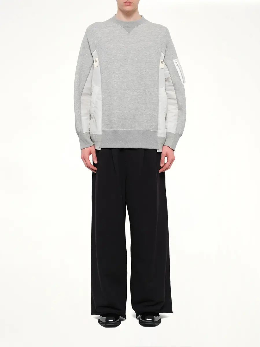 Sacai Sponge Sweat x Nylon Twill Sweatshirt in Light Gray | Thumbnail 7 Sacai Sponge Sweat x Nylon Twill Sweatshirt in Light Gray | Thumbnail 7