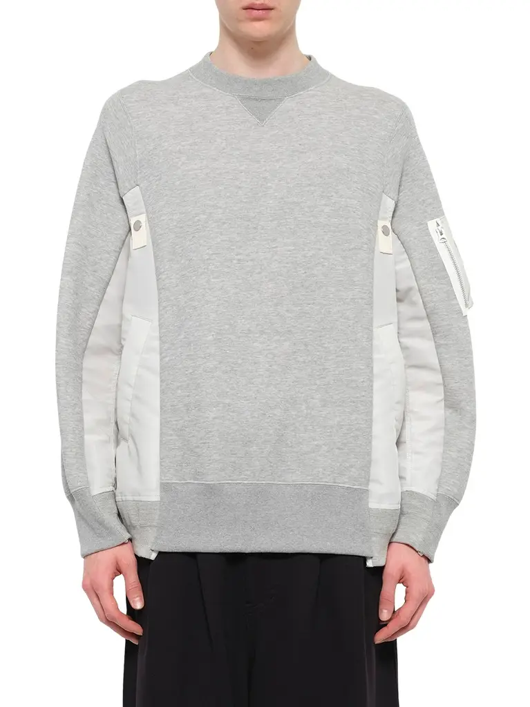 Sponge Sweat x Nylon Twill Sweatshirt in Light Gray Sponge Sweat x Nylon Twill Sweatshirt in Light Gray