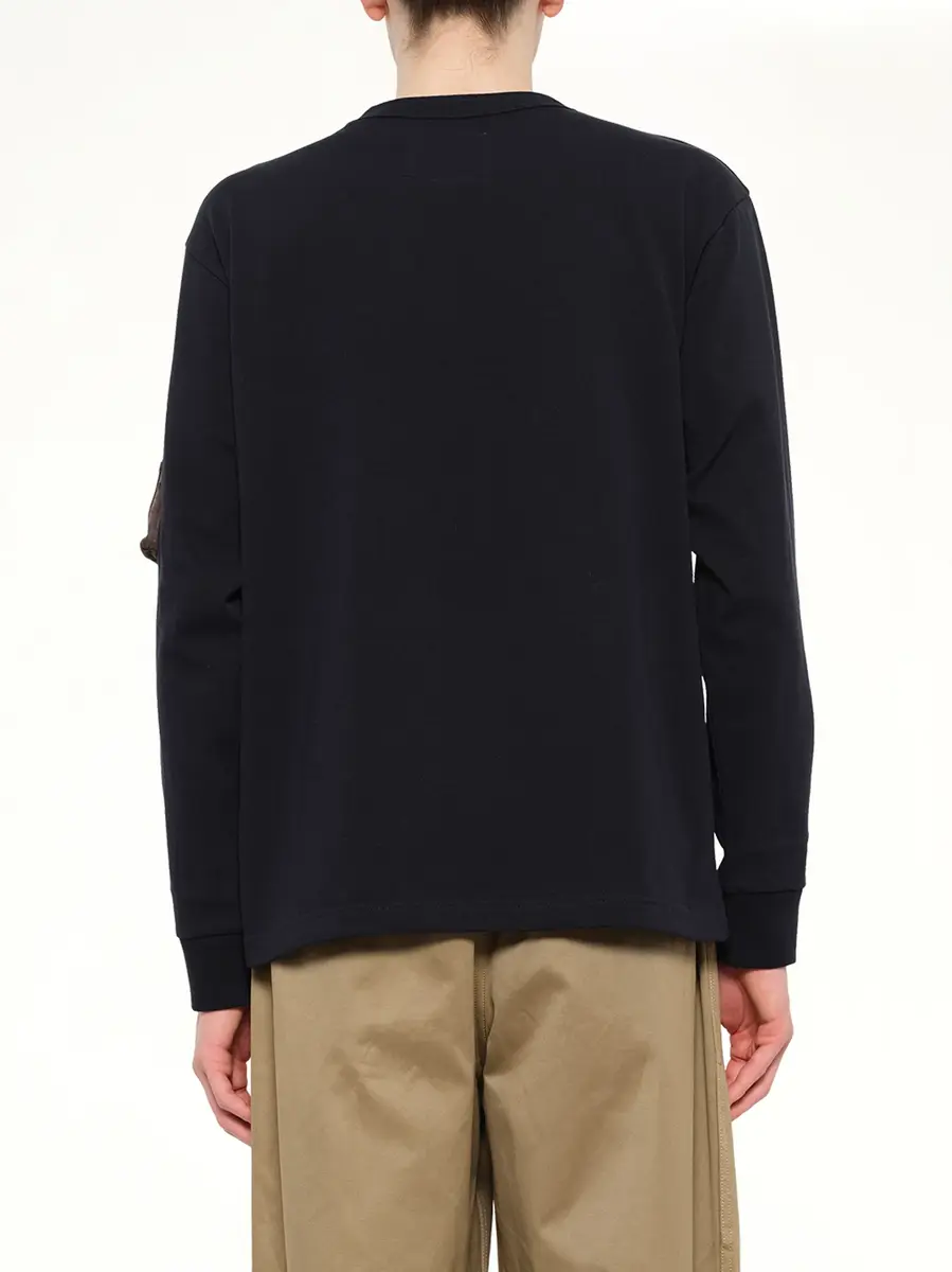 Sacai Cotton Jersey L/s T-shirt in Navy/dark Khaki | Thumbnail 5 Sacai Cotton Jersey L/s T-shirt in Navy/dark Khaki | Thumbnail 5