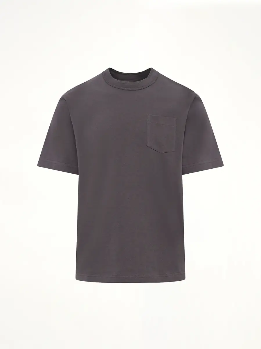 Sacai Side Zip Cotton T-shirt in Charcoal Gray | Thumbnail 2