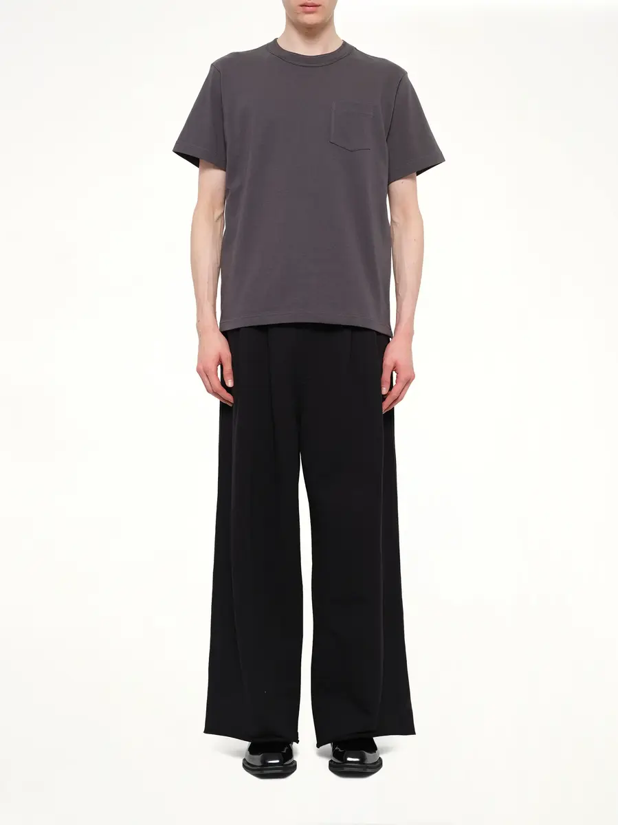 Sacai Side Zip Cotton T-shirt in Charcoal Gray | Thumbnail 7
