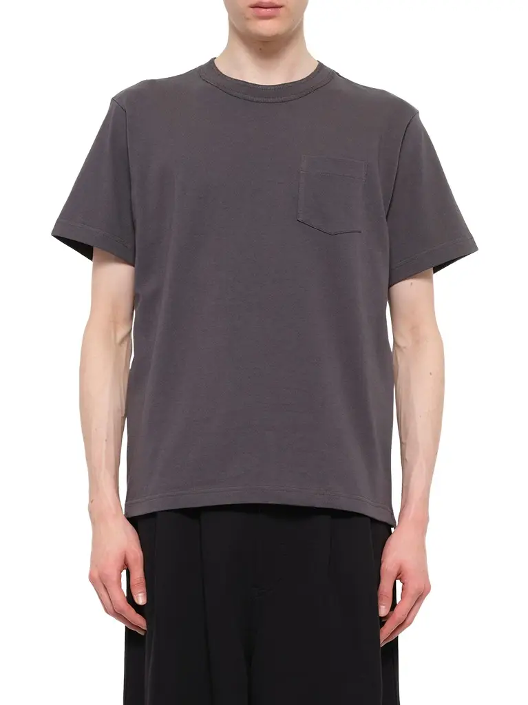 Side Zip Cotton T-shirt in Charcoal Gray Side Zip Cotton T-shirt in Charcoal Gray