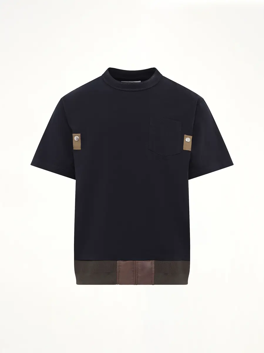Sacai Cotton Jersey T-shirt in Navy/dark Khaki | Thumbnail 2 Sacai Cotton Jersey T-shirt in Navy/dark Khaki | Thumbnail 2