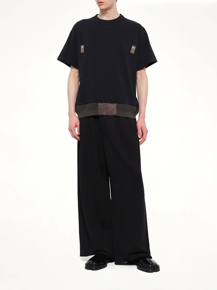 Sacai Cotton Jersey T-shirt in Navy/dark Khaki | Thumbnail 4 Sacai Cotton Jersey T-shirt in Navy/dark Khaki | Thumbnail 4