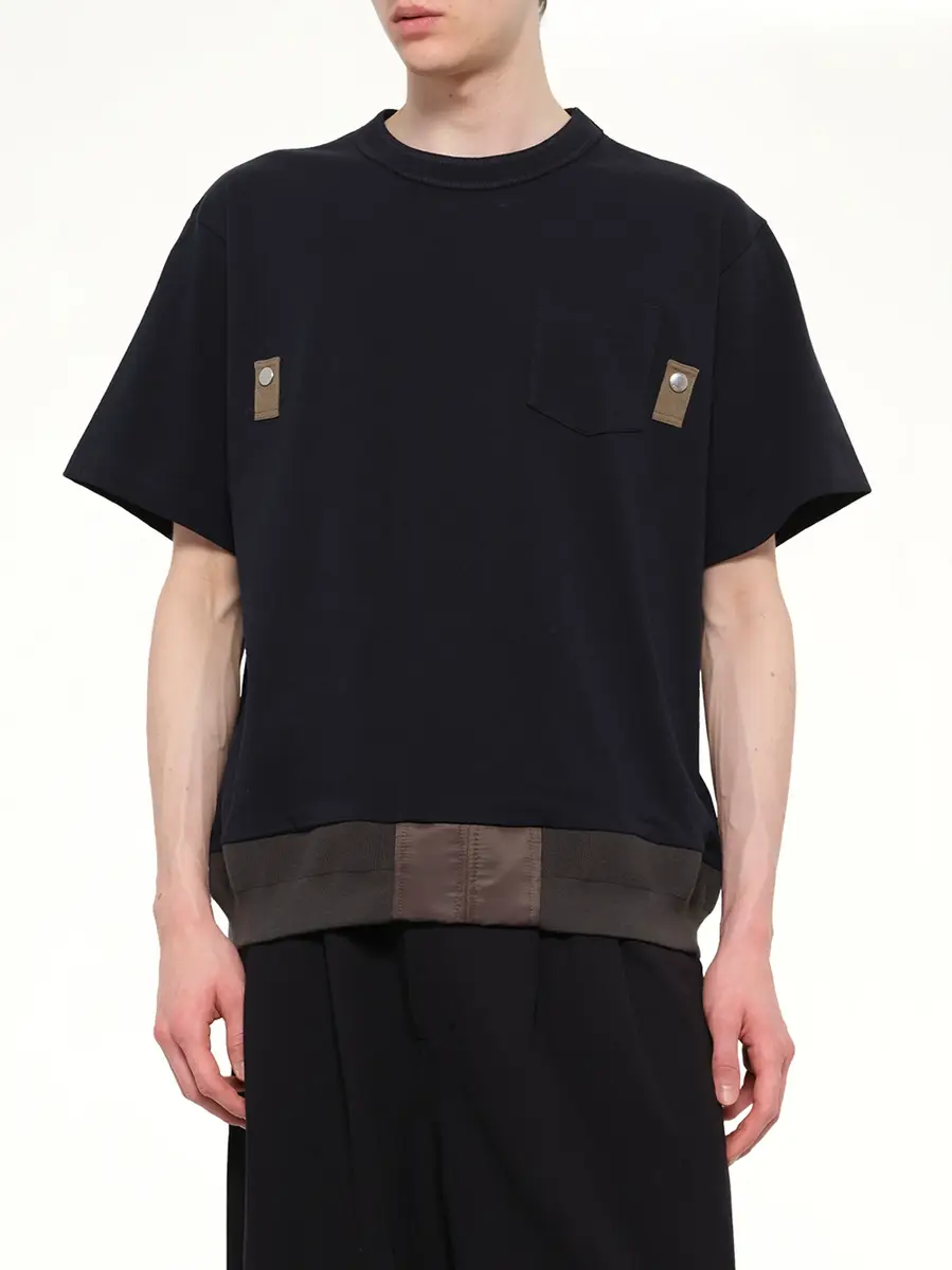 Sacai Cotton Jersey T-shirt in Navy/dark Khaki | Thumbnail 6 Sacai Cotton Jersey T-shirt in Navy/dark Khaki | Thumbnail 6