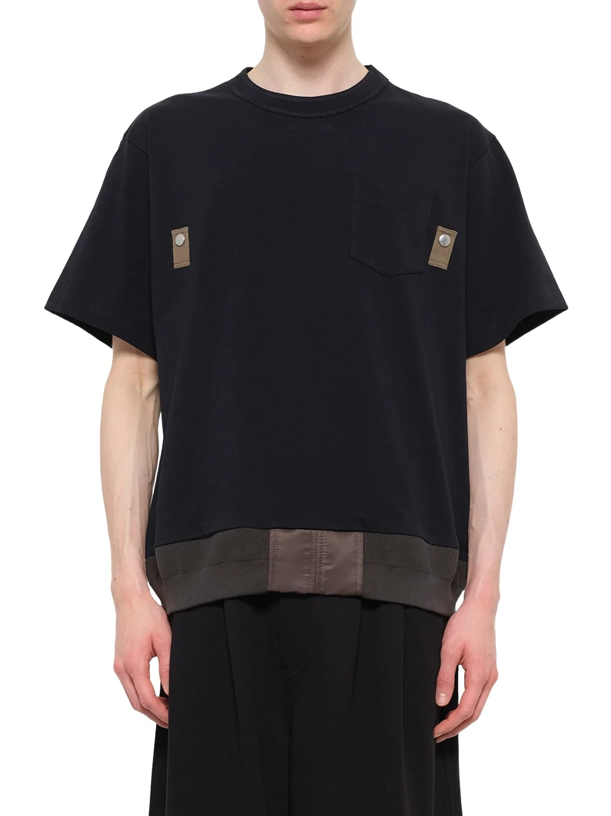 Sacai Cotton Jersey T-shirt in Navy/dark Khaki
