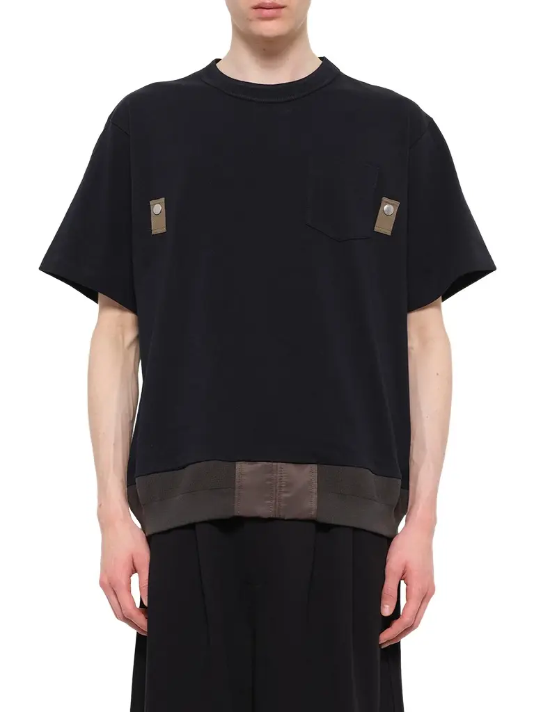 Cotton Jersey T-shirt in Navy/dark Khaki Cotton Jersey T-shirt in Navy/dark Khaki