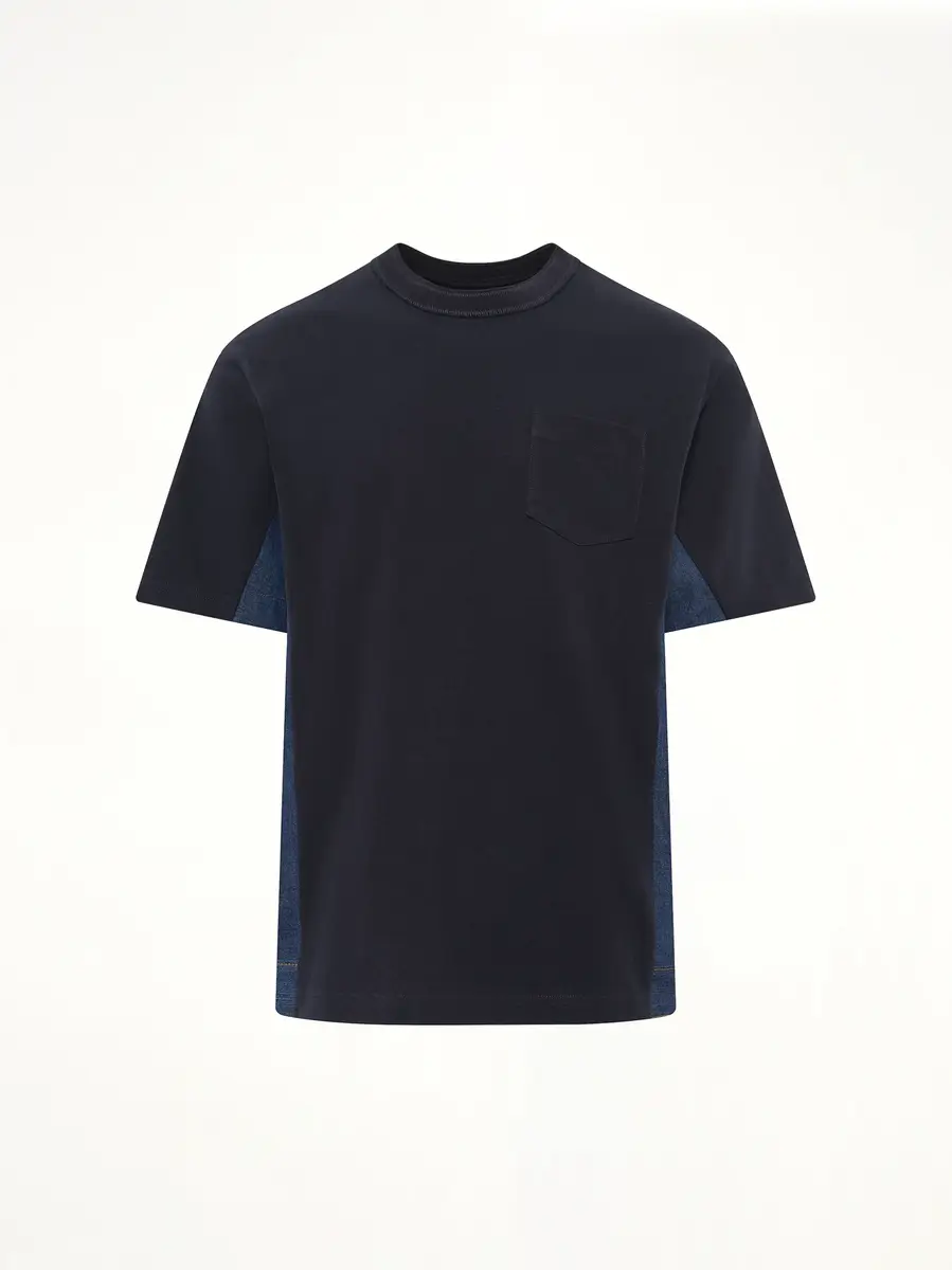 Sacai Denim x Cotton Jersey T-shirt in Navy/blue | Thumbnail 2 Sacai Denim x Cotton Jersey T-shirt in Navy/blue | Thumbnail 2