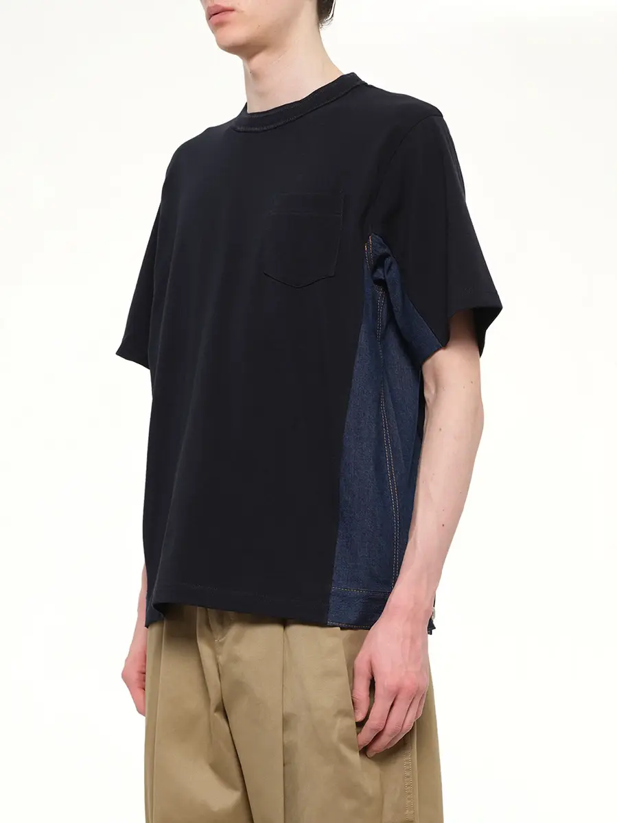 Sacai Denim x Cotton Jersey T-shirt in Navy/blue | Thumbnail 3 Sacai Denim x Cotton Jersey T-shirt in Navy/blue | Thumbnail 3
