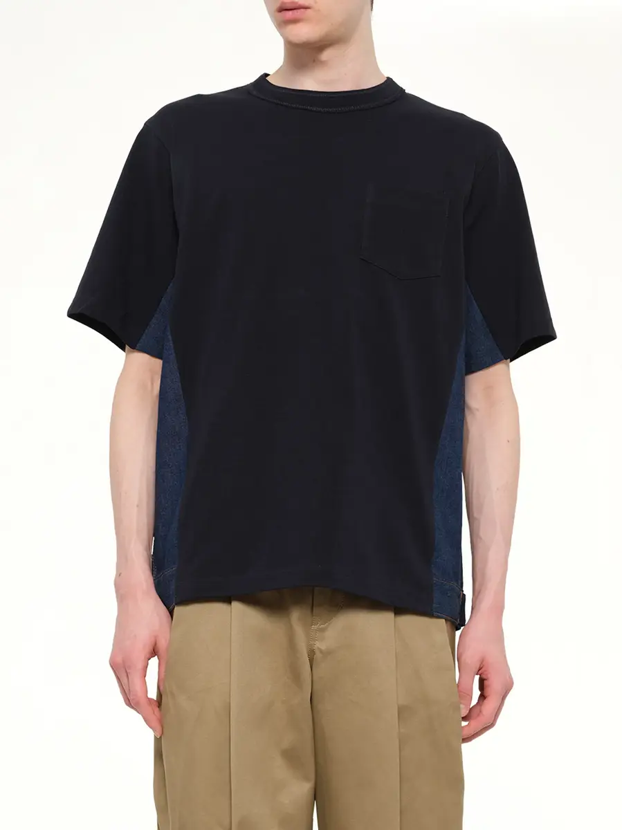 Sacai Denim x Cotton Jersey T-shirt in Navy/blue | Thumbnail 6 Sacai Denim x Cotton Jersey T-shirt in Navy/blue | Thumbnail 6