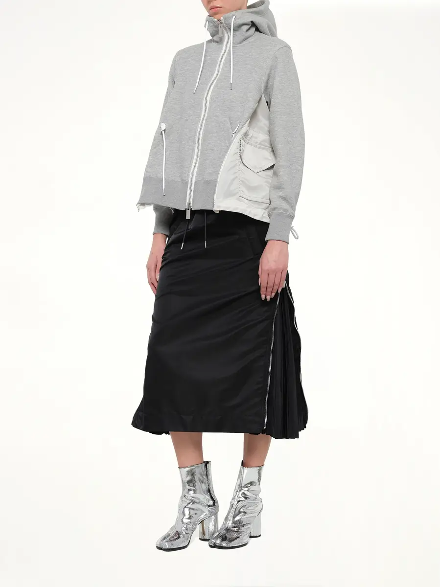 Sacai Sponge Sweat x Nylon Twill Hoodie in Light Gray | Thumbnail 4 Sacai Sponge Sweat x Nylon Twill Hoodie in Light Gray | Thumbnail 4