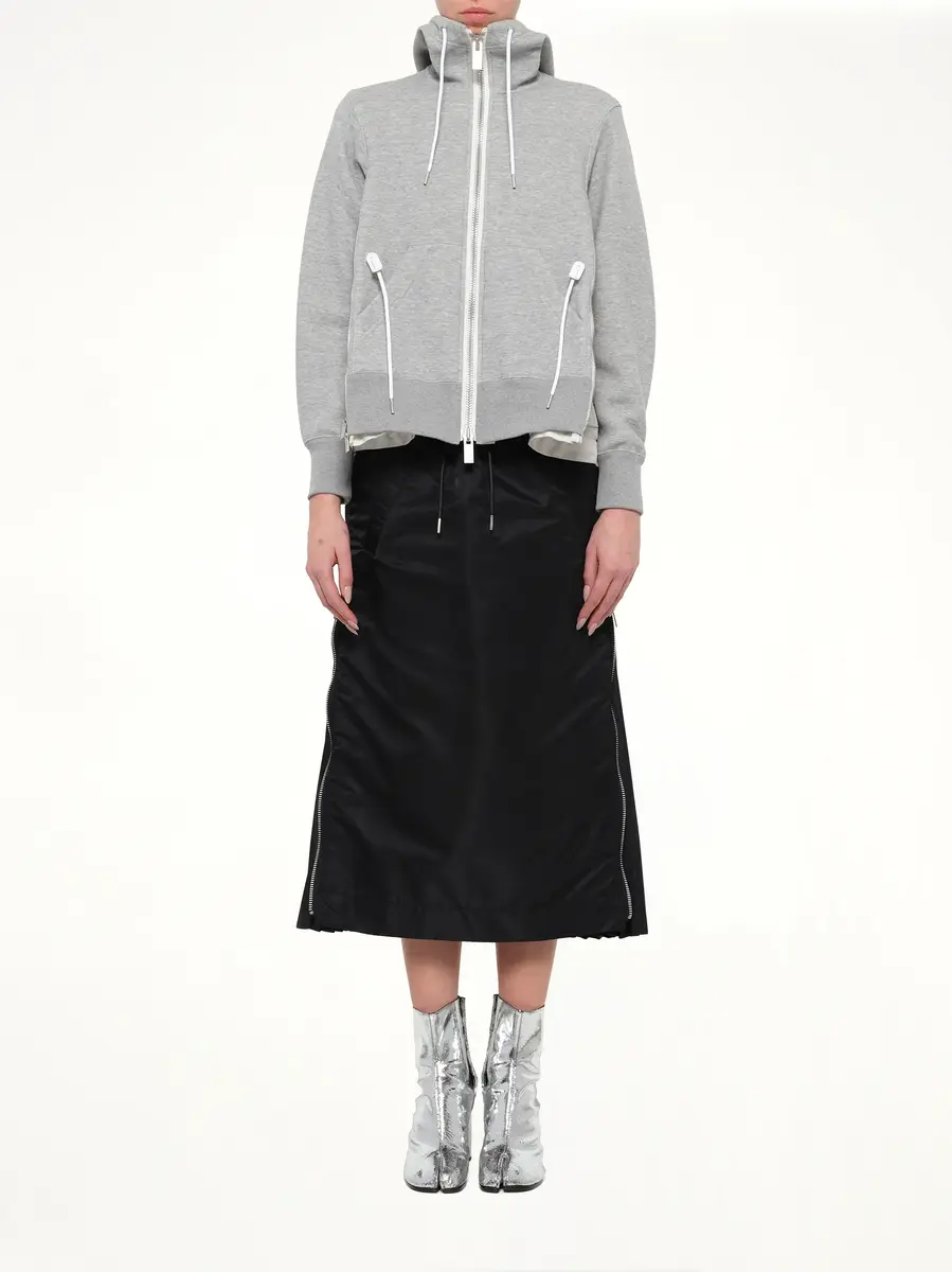 Sacai Sponge Sweat x Nylon Twill Hoodie in Light Gray | Thumbnail 7 Sacai Sponge Sweat x Nylon Twill Hoodie in Light Gray | Thumbnail 7