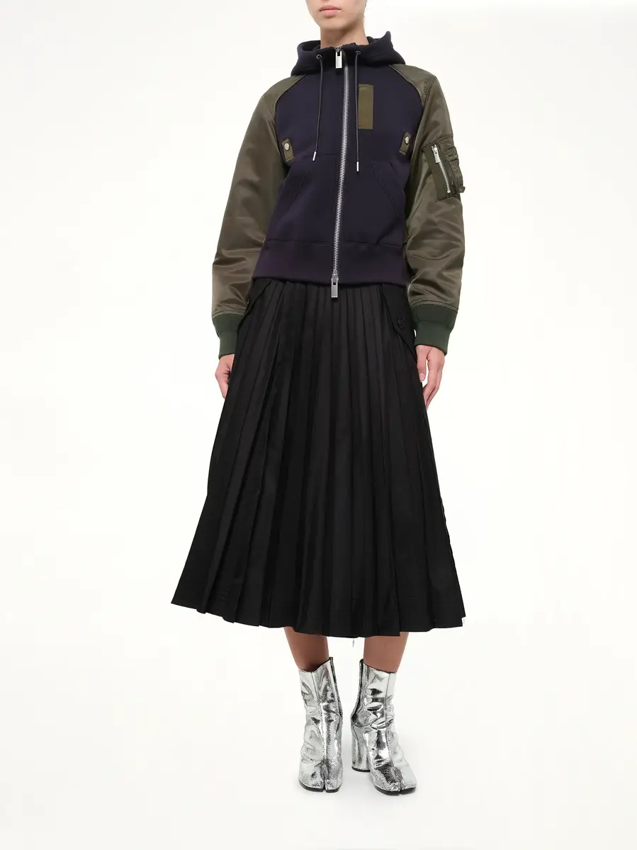 Sacai Sponge Sweat Zip Hoodie in Navy/dark Khaki | Thumbnail 4 Sacai Sponge Sweat Zip Hoodie in Navy/dark Khaki | Thumbnail 4