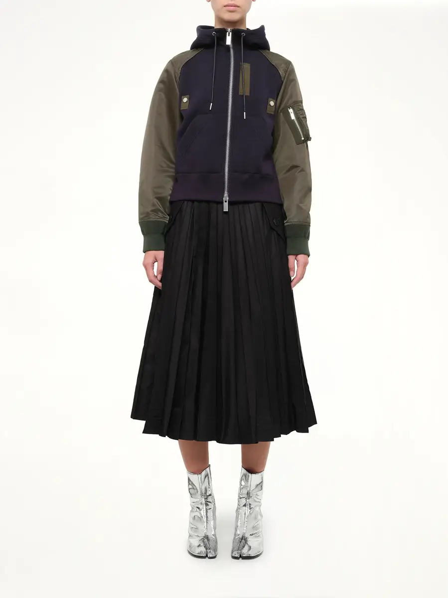 Sacai Sponge Sweat Zip Hoodie in Navy/dark Khaki | Thumbnail 7 Sacai Sponge Sweat Zip Hoodie in Navy/dark Khaki | Thumbnail 7