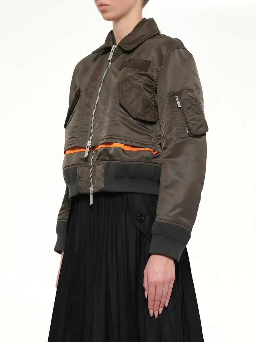 Sacai Nylon Twill Blouson in Dark Khaki | Thumbnail 3 Sacai Nylon Twill Blouson in Dark Khaki | Thumbnail 3