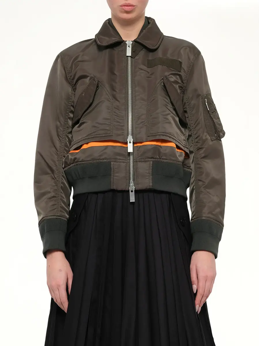 Sacai Nylon Twill Blouson in Dark Khaki | Thumbnail 6 Sacai Nylon Twill Blouson in Dark Khaki | Thumbnail 6