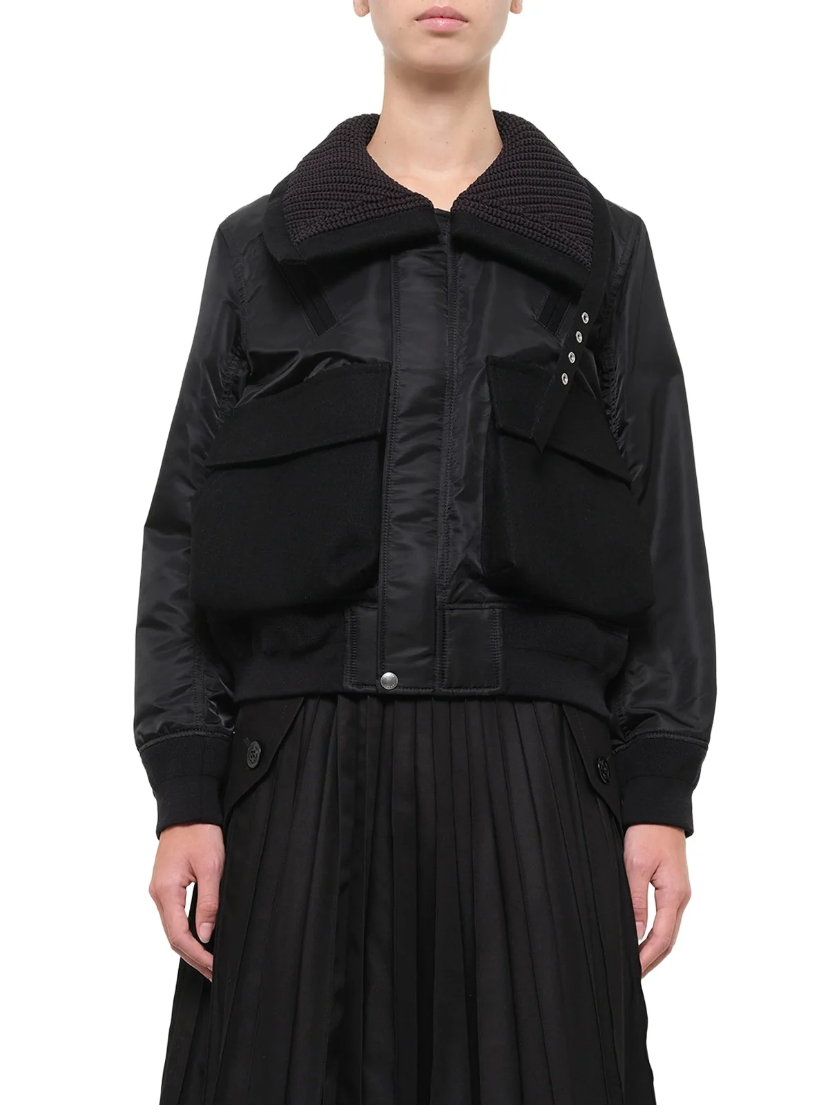 Sacai Runway Nylon Twill x Wool Melton Blouson
