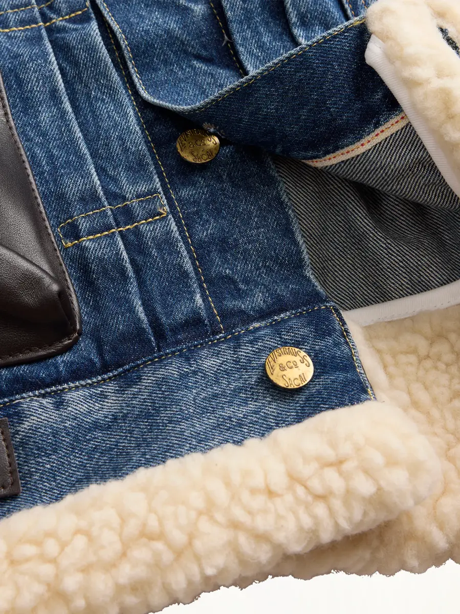 Sacai Sacai x Levi's Womens Sherpa Denim Jacket in Washed Indigo | Thumbnail 5 Sacai Sacai x Levi's Womens Sherpa Denim Jacket in Washed Indigo | Thumbnail 5