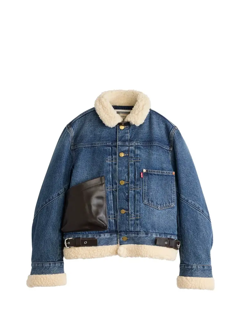 Sacai Sacai x Levi's Womens Sherpa Denim Jacket in Washed Indigo