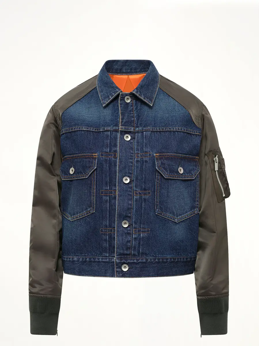 Sacai Denim Blouson in Blue/dark Khaki | Thumbnail 2 Sacai Denim Blouson in Blue/dark Khaki | Thumbnail 2