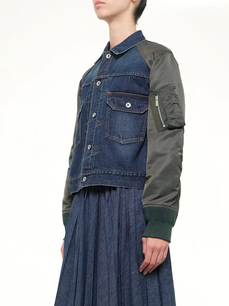 Sacai Denim Blouson in Blue/dark Khaki | Thumbnail 3 Sacai Denim Blouson in Blue/dark Khaki | Thumbnail 3