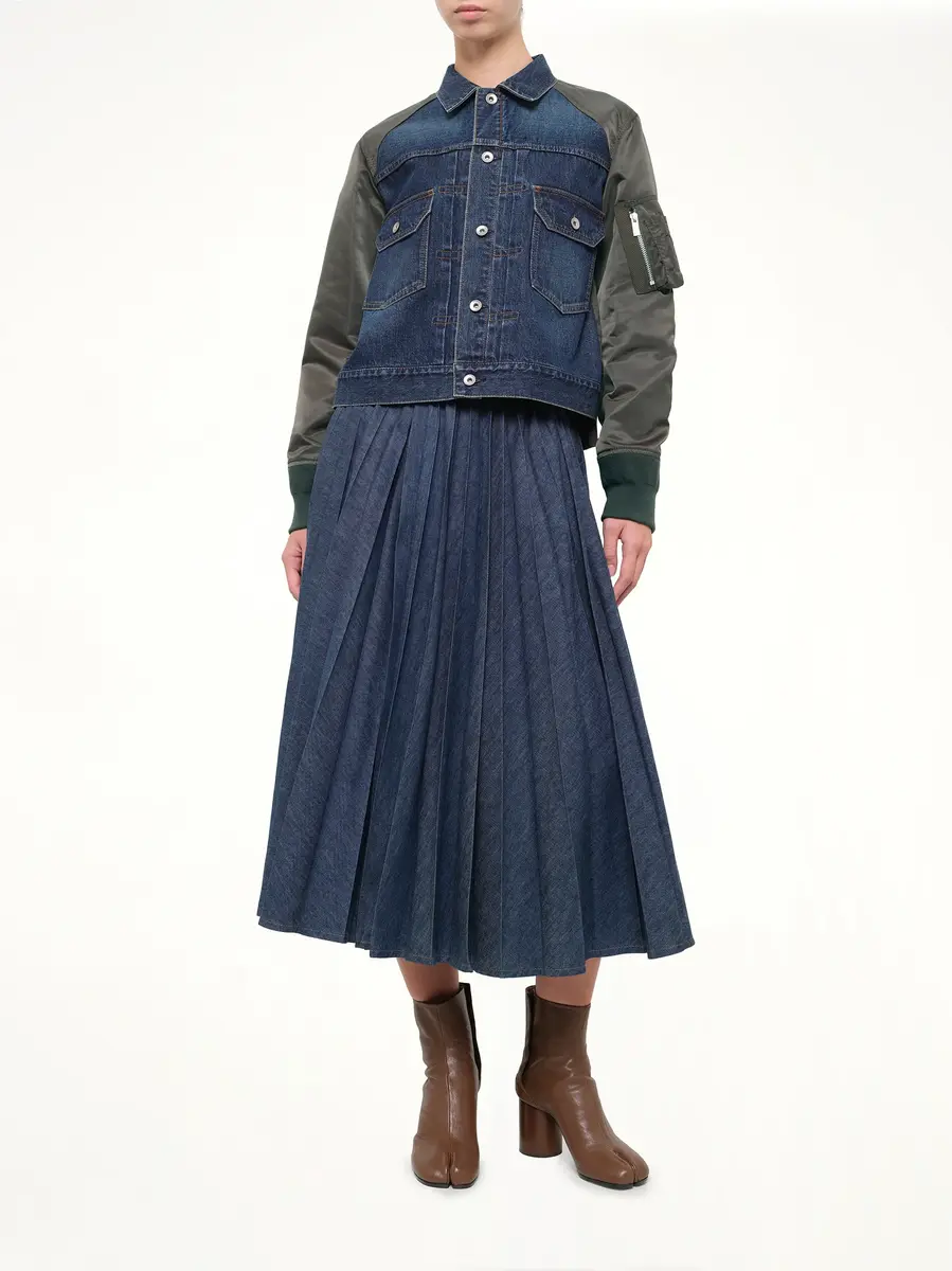 Sacai Denim Blouson in Blue/dark Khaki | Thumbnail 4 Sacai Denim Blouson in Blue/dark Khaki | Thumbnail 4