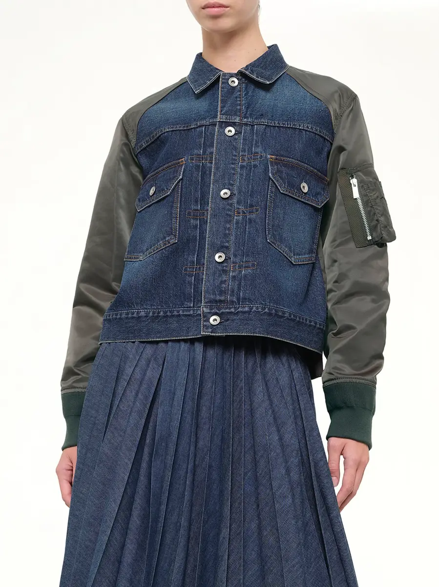 Sacai Denim Blouson in Blue/dark Khaki | Thumbnail 6 Sacai Denim Blouson in Blue/dark Khaki | Thumbnail 6