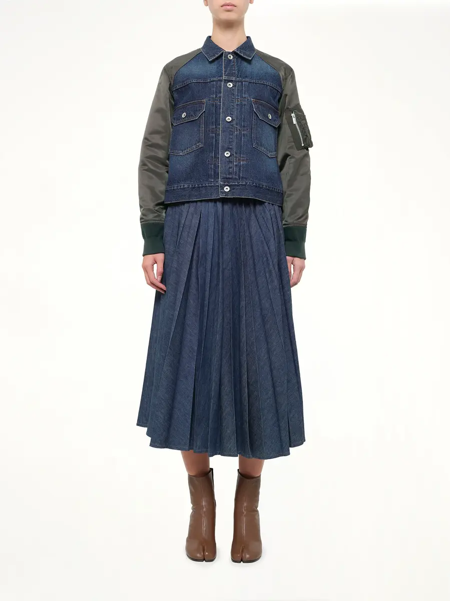 Sacai Denim Blouson in Blue/dark Khaki | Thumbnail 7 Sacai Denim Blouson in Blue/dark Khaki | Thumbnail 7