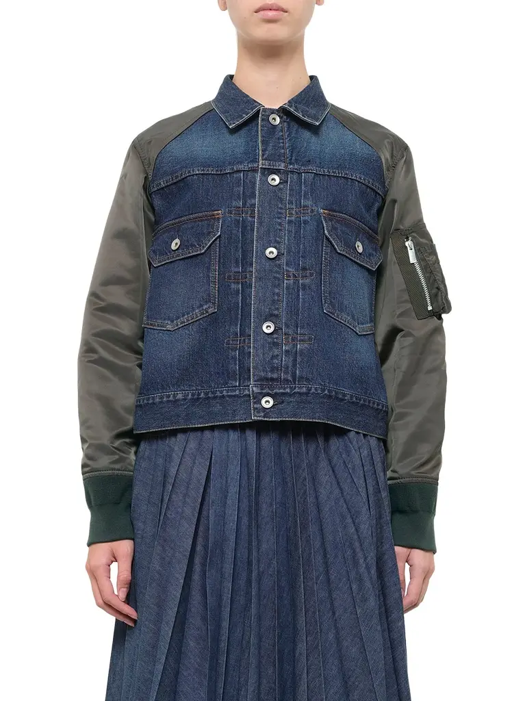 Denim Blouson in Blue/dark Khaki Denim Blouson in Blue/dark Khaki