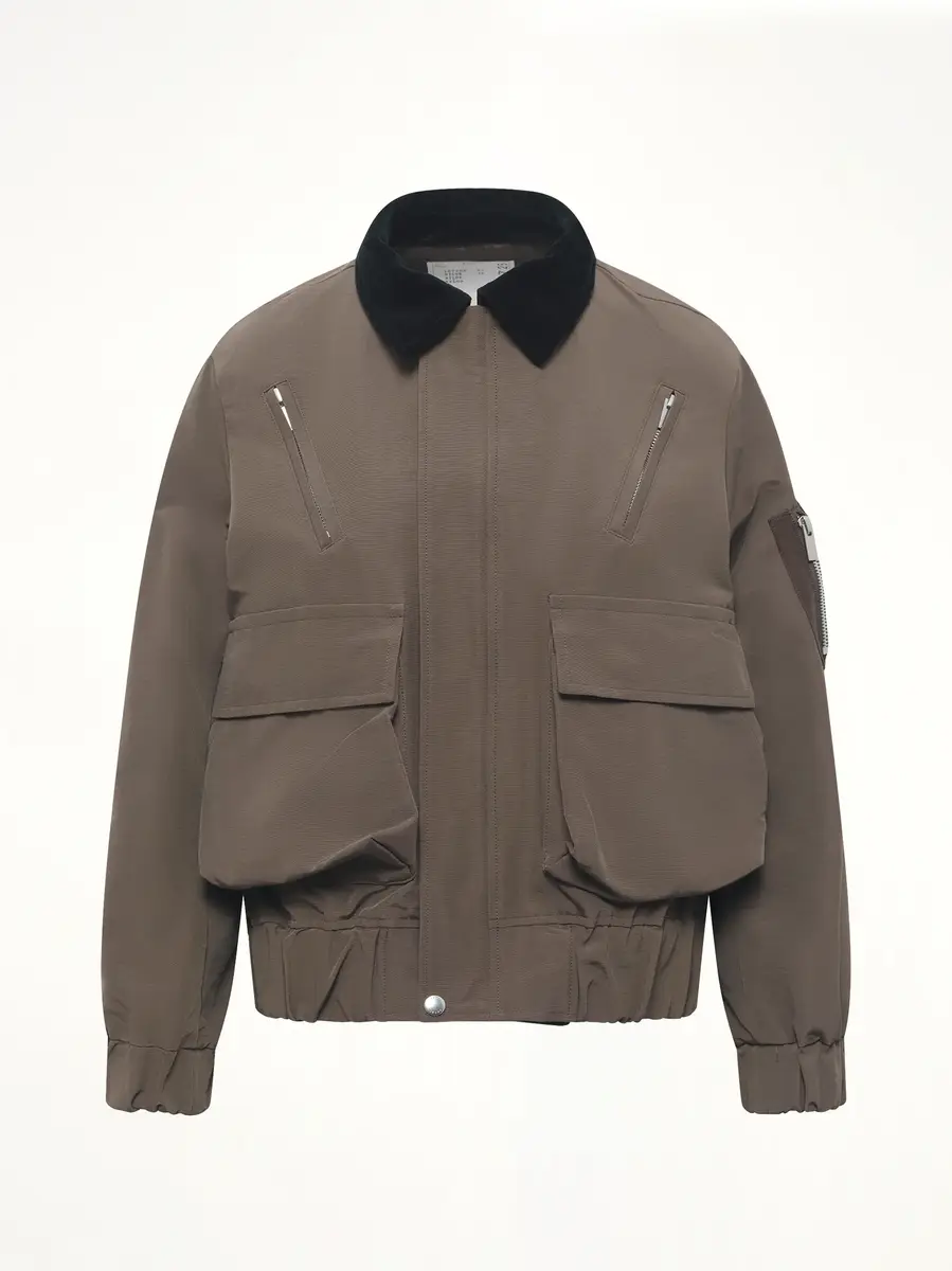 Sacai Grosgrain Bonding Blouson in Brown/dark Khaki | Thumbnail 2 Sacai Grosgrain Bonding Blouson in Brown/dark Khaki | Thumbnail 2