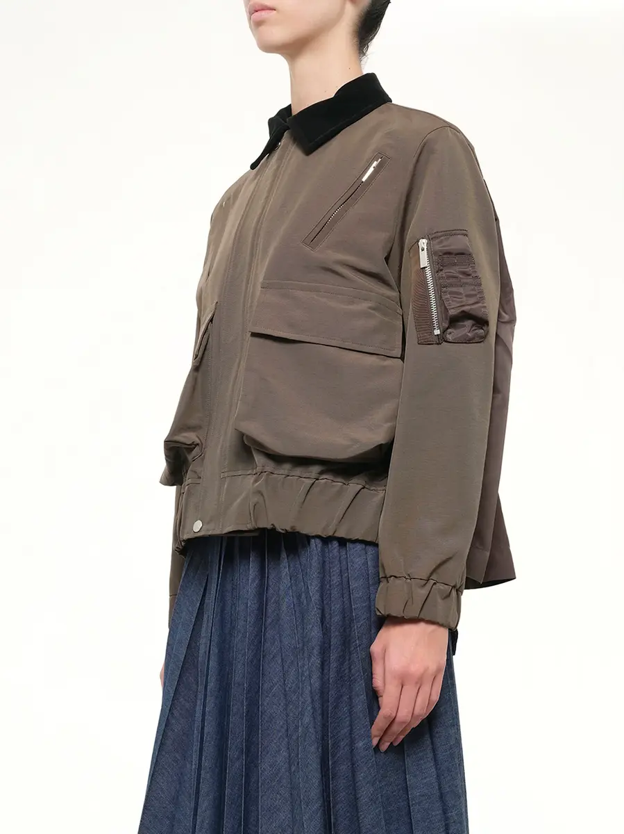 Sacai Grosgrain Bonding Blouson in Brown/dark Khaki | Thumbnail 3 Sacai Grosgrain Bonding Blouson in Brown/dark Khaki | Thumbnail 3