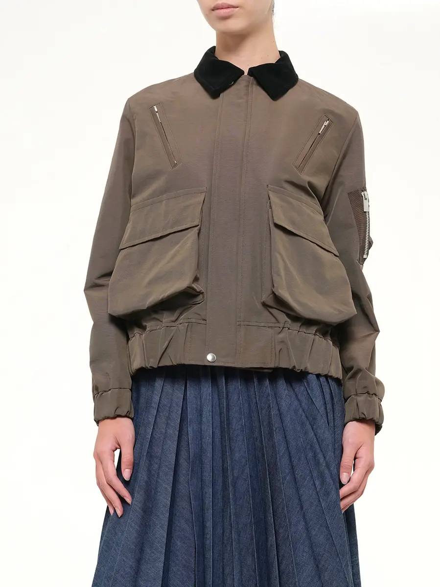 Sacai Grosgrain Bonding Blouson in Brown/dark Khaki | Thumbnail 6 Sacai Grosgrain Bonding Blouson in Brown/dark Khaki | Thumbnail 6