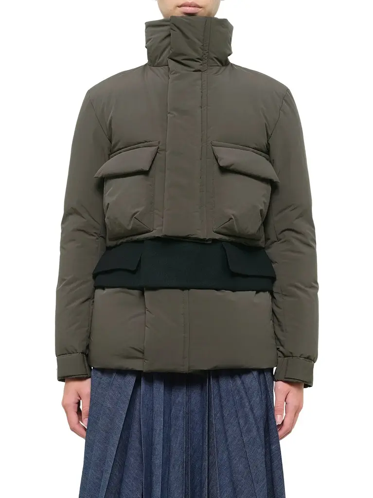 Sacai Puffer Jacket in Khaki/navy
